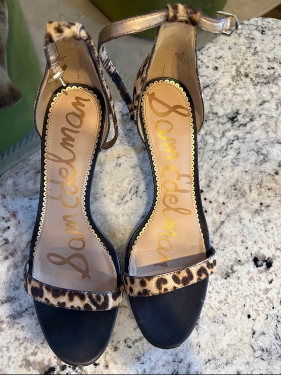 Sam Edelman Shoes - Sam Edelman Black & Leopard Ankle-Strap Heels